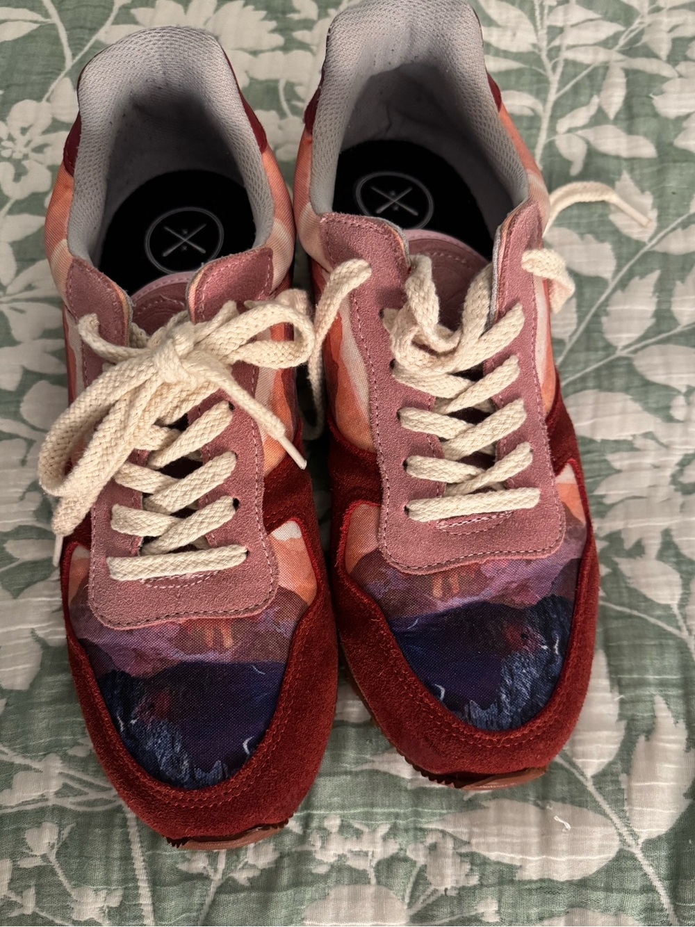 inkkas Pink, Red & Purple Patterned Lace-Up Sneakers
